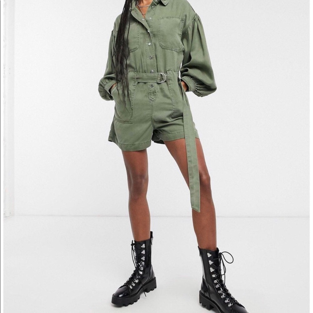 All Saints khaki olive green jumpsuit, romper, playsuit.
